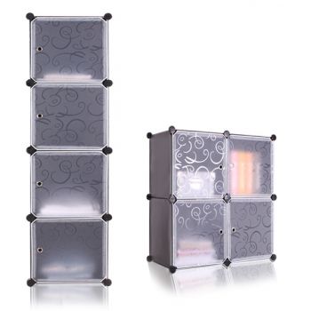 4 Cube Wardrobe Cabinets - Black